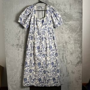 ModCloth Enchanted Meadow Toile Dress in Blue Toile Cottagecore Prairie XL New